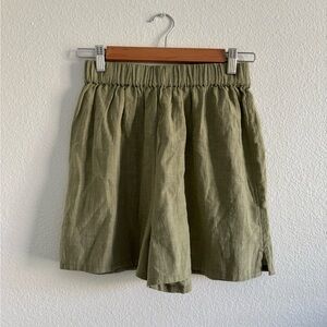 Olive Linen Shorts Size 4 ASOS